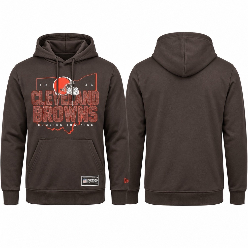 New Era Cleveland Browns NFL Combine Authentic Hoodie Men’s Medium Brown NEW